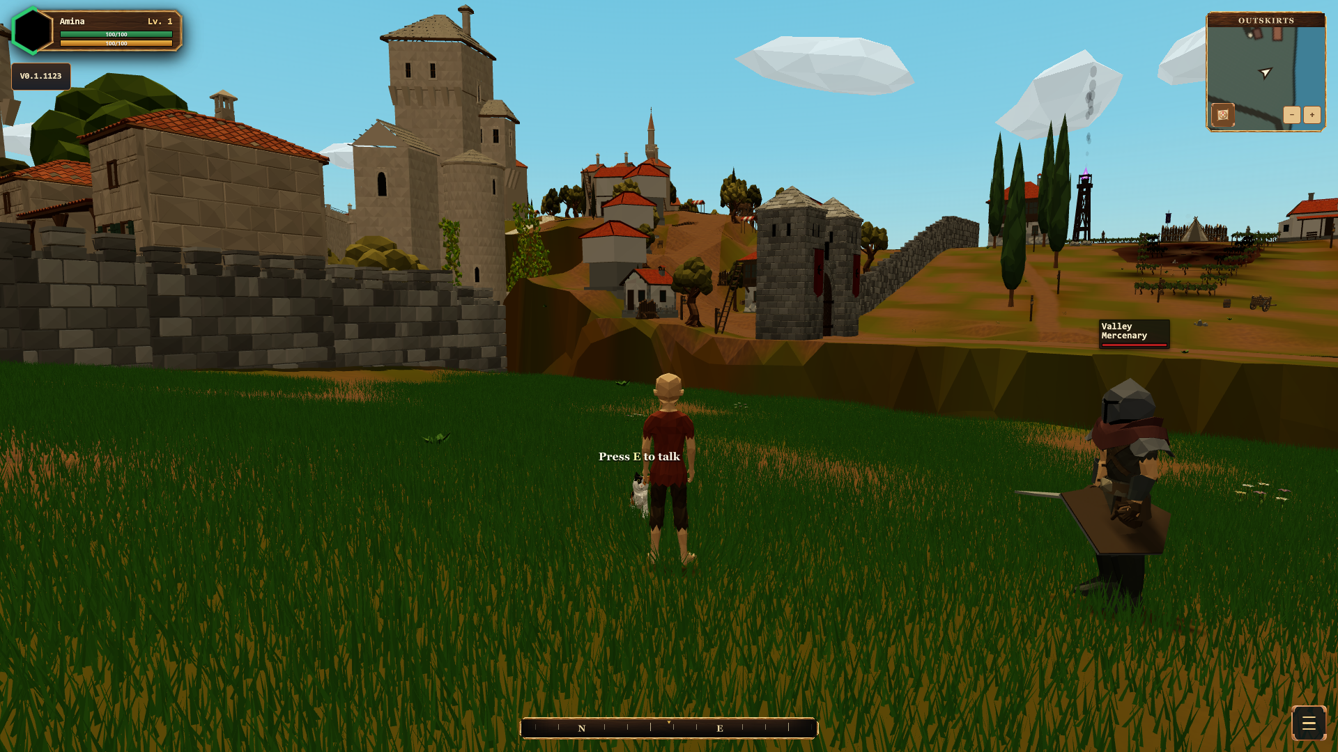 The player approaches the siege outside Mostar, with enemies, the city gate and the full game interface in view.